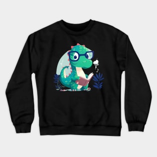 Cute Dinosaur Book Reading Crewneck Sweatshirt